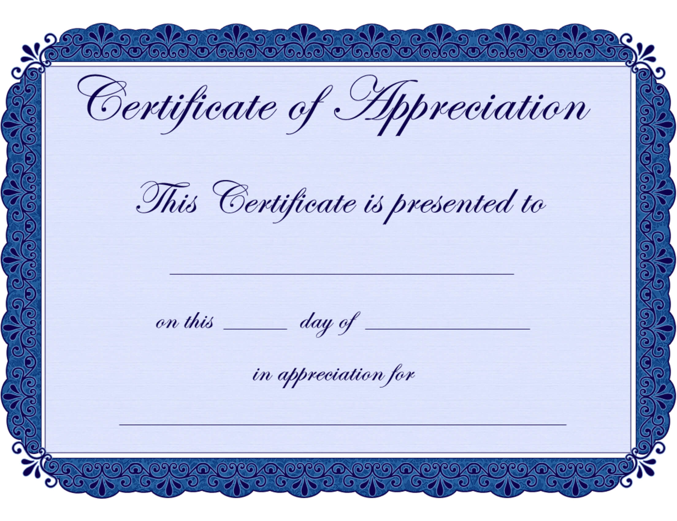 Free Printable Certificates Certificate Of Appreciation In Printable Certificate Of Recognition Templates Free