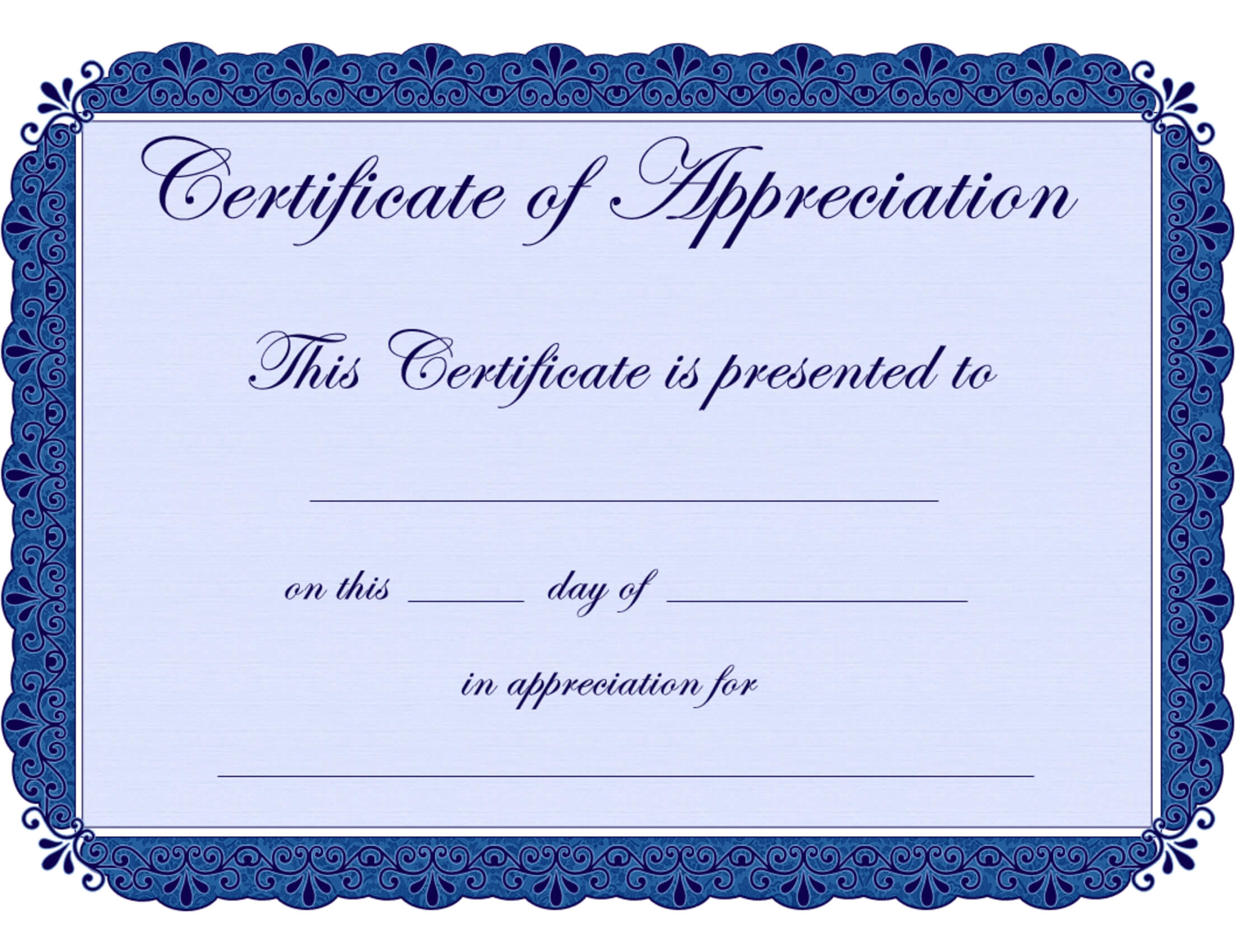 Free Printable Certificates Certificate Of Appreciation Within Certificate Of Appreciation Template Free Printable