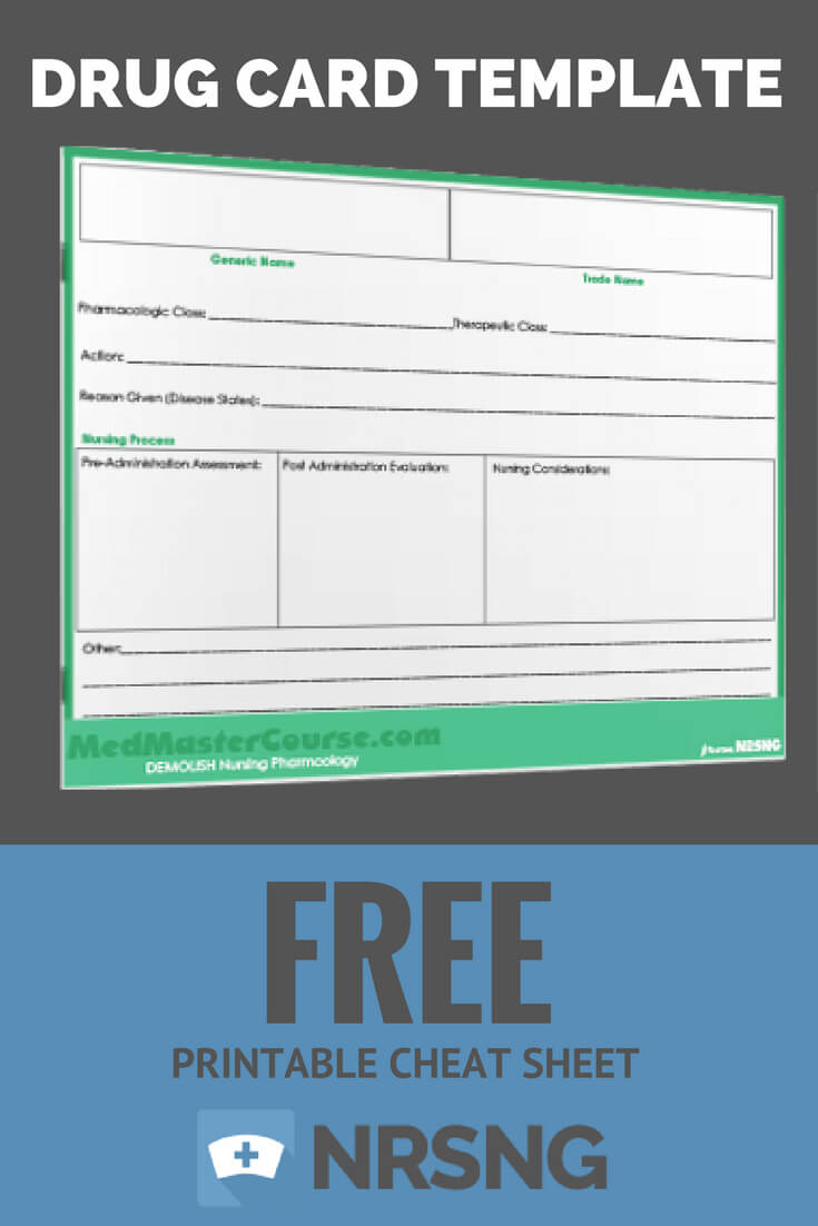 Free Printable Cheat Sheet Drug Card Template Nursing For Med Cards