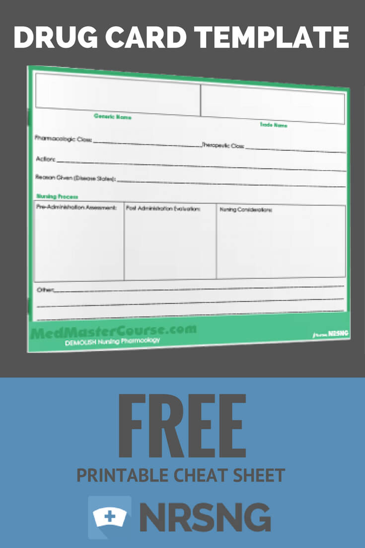 Free Printable Cheat Sheet Drug Card Template Nursing For Med Cards 