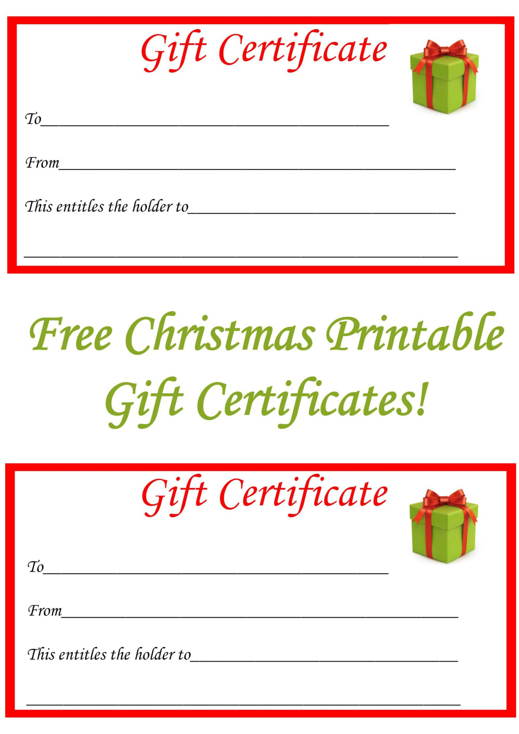 Free Printable Christmas Gift Certificate Template For Present Certificate Templates