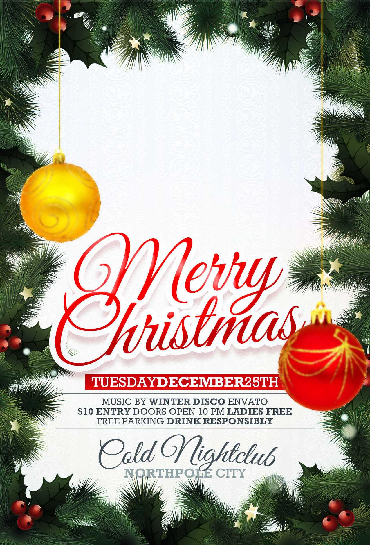 Free Printable Christmas Party Invitations Templates – Demplates Within Christmas Brochure Templates Free