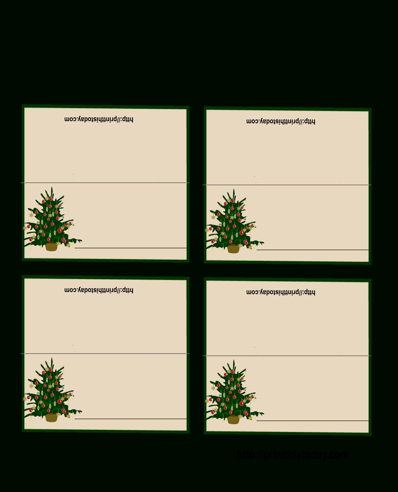 Free Printable Christmas Tree Place Cards | Christmas Place Inside Table Name Cards Template Free