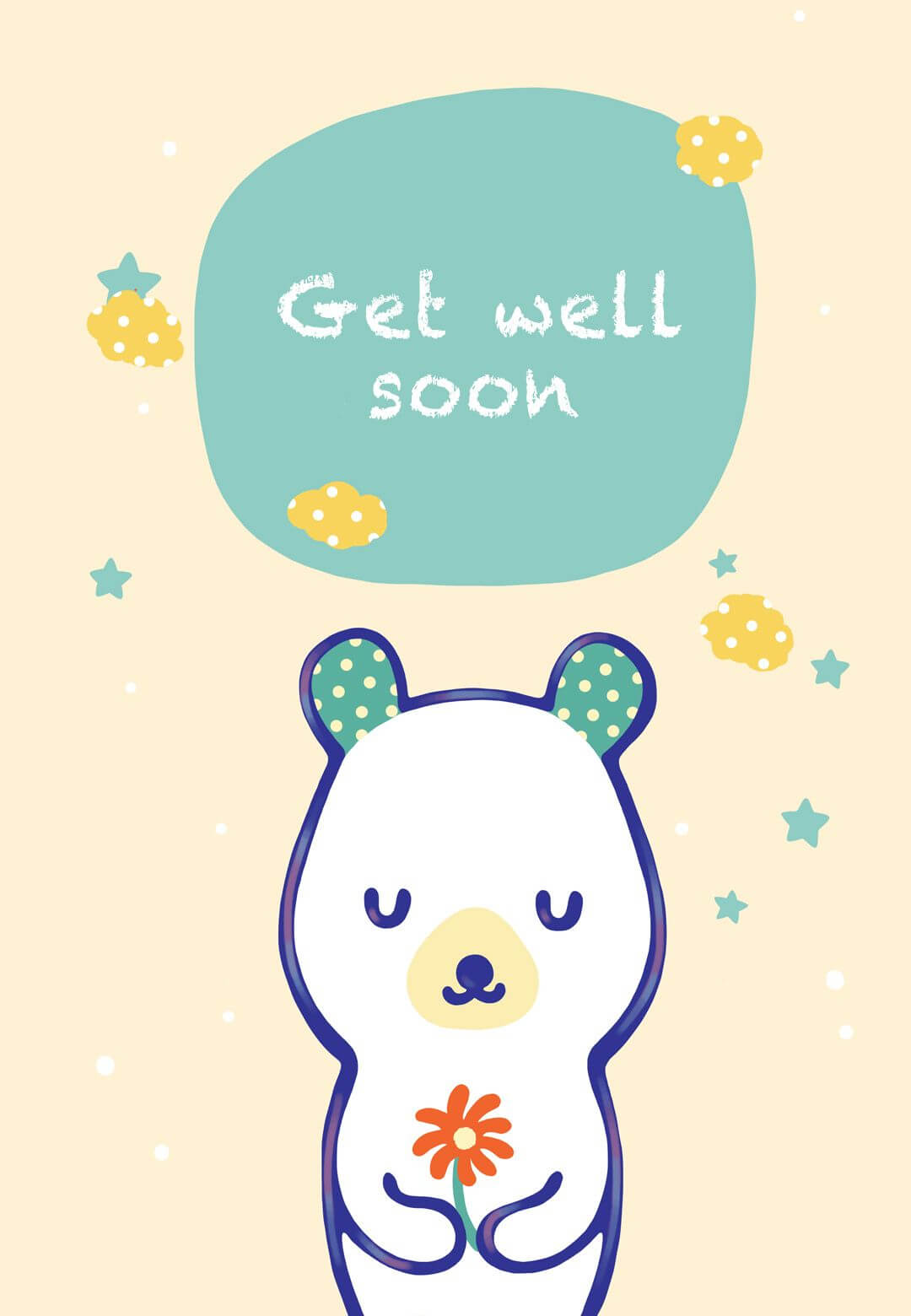 Free Printable Get Well Teddy Bear Greeting Card | Get Well Pertaining To Get Well Soon Card Template