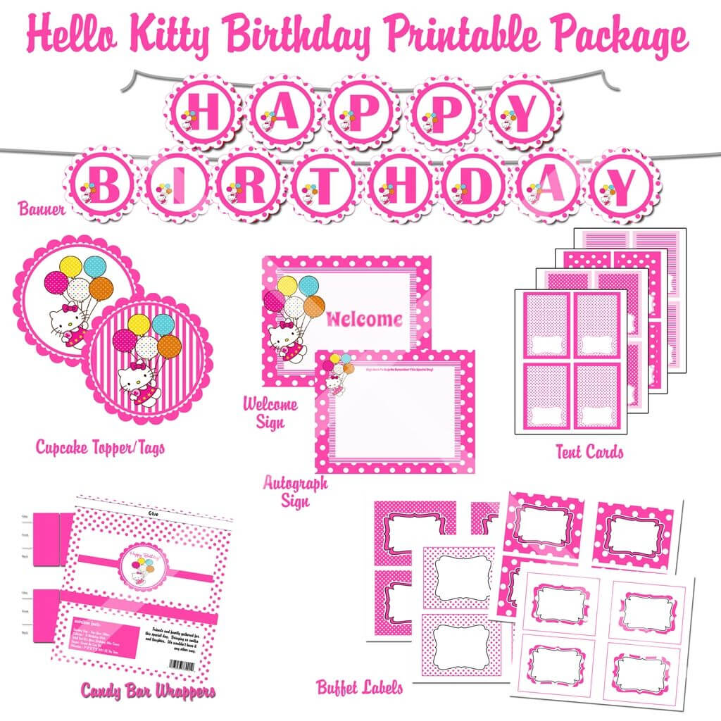 Free Printable Hello Kitty 1St Birthday Invitations Inside Hello Kitty Banner Template
