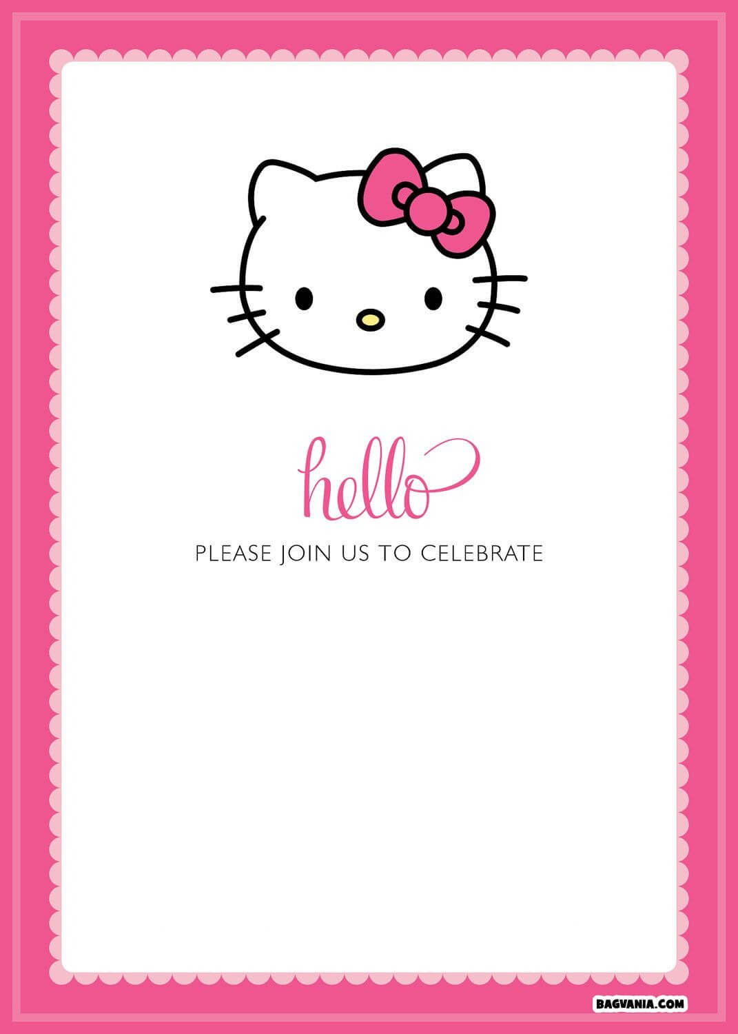 Free Printable Hello Kitty Birthday Invitations – Bagvania Intended For Hello Kitty Birthday Card Template Free