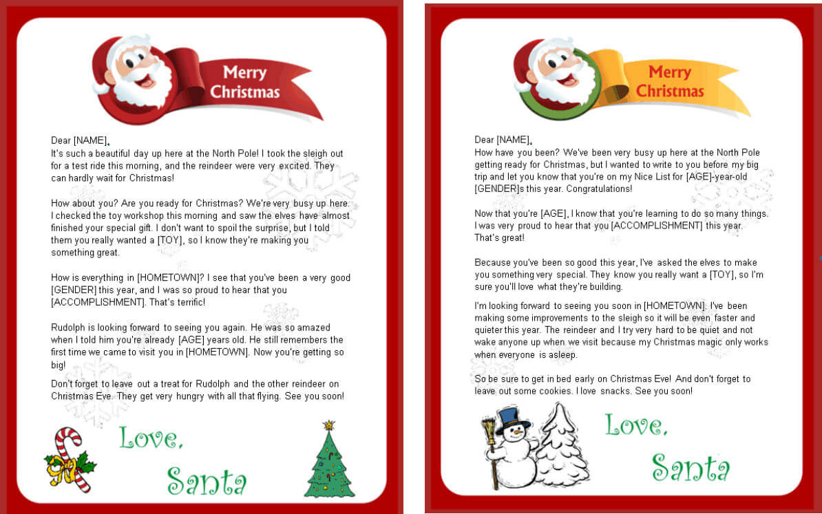 Free Printable Letter From Santa Word Template – Christmas Regarding Letter From Santa Template Word