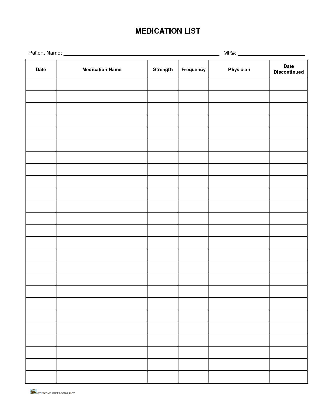 Free Printable Medication List Template - Free Download With Regard To Blank Medication List Templates