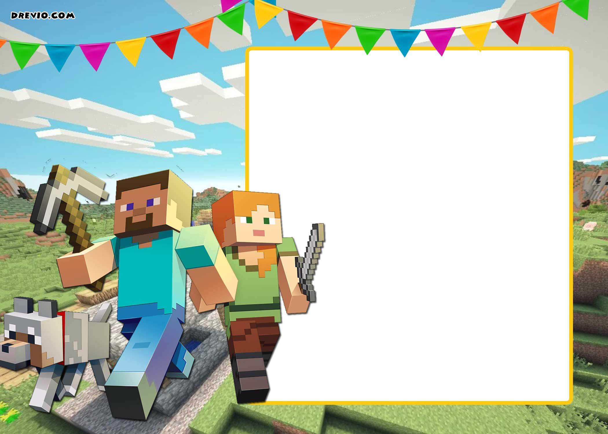 Free Printable Minecraft Birthday Invitation Template With Minecraft Birthday Card Template