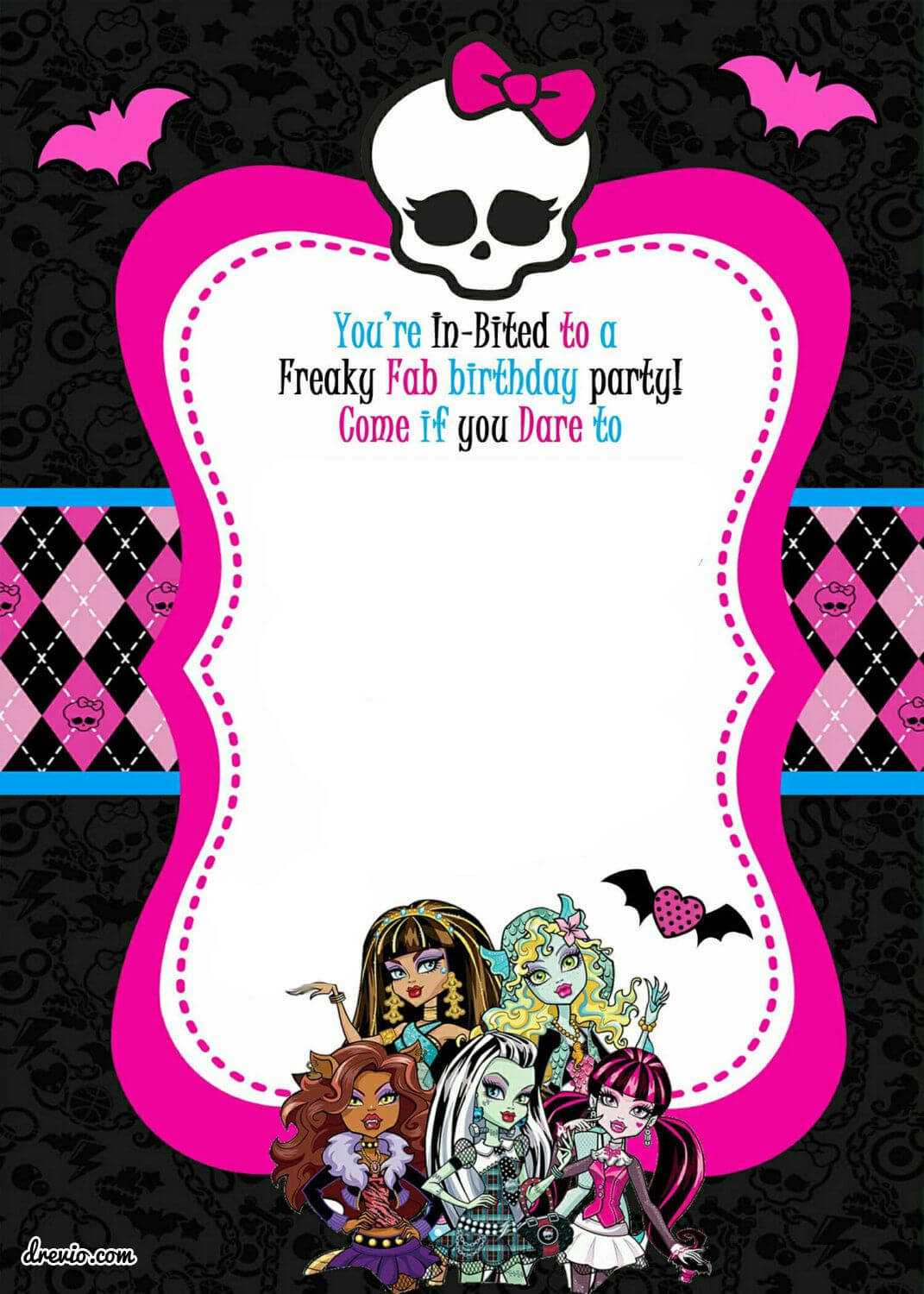 Free Printable Monster High Birthday Invitations | Monster Throughout Monster High Birthday Card Template