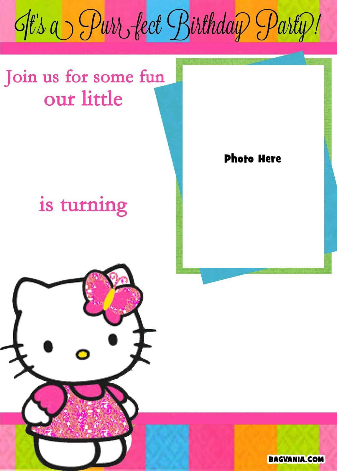 Free Printable Photo Birthday Invitations – Bagvania Free Intended For Hello Kitty Birthday Banner Template Free
