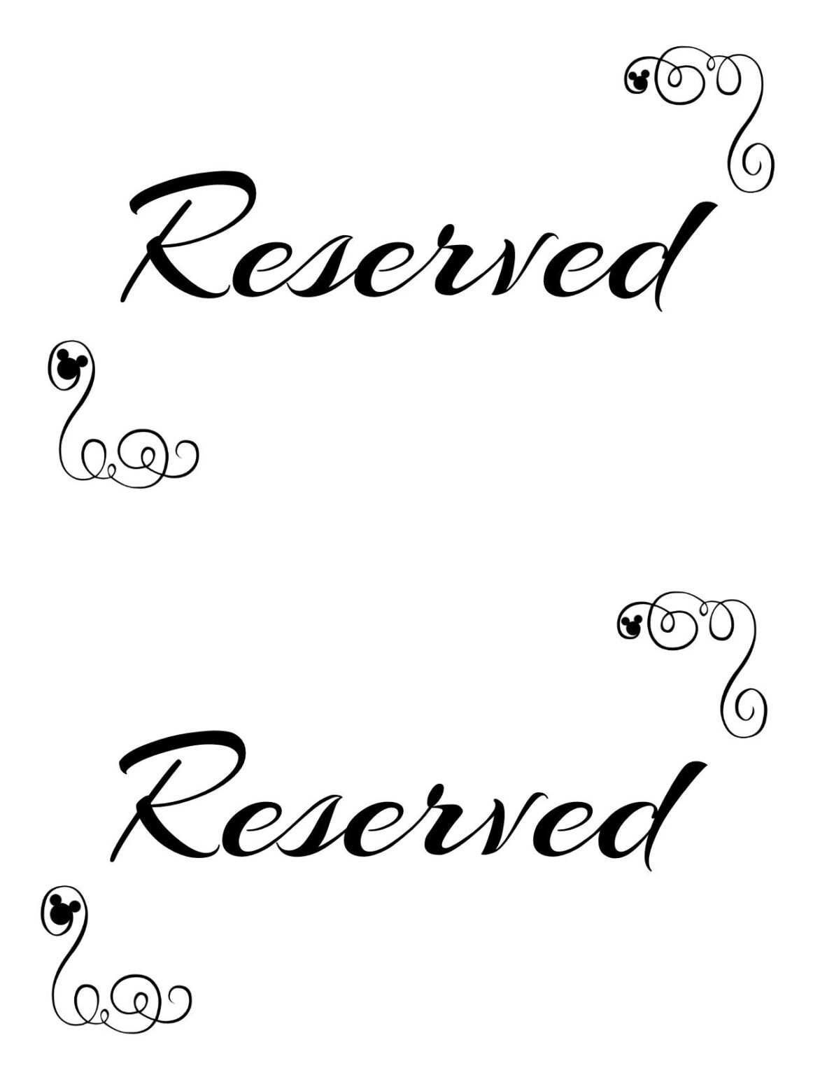 Reserved Cards For Tables Templates Professional Template Examples