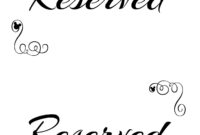 Free Printable Reserved Seating Signs For Your Wedding within Reserved Cards For Tables Templates