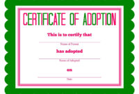 Free Printable Stuffed Animal Adoption Certificate In 2020 for Toy Adoption Certificate Template