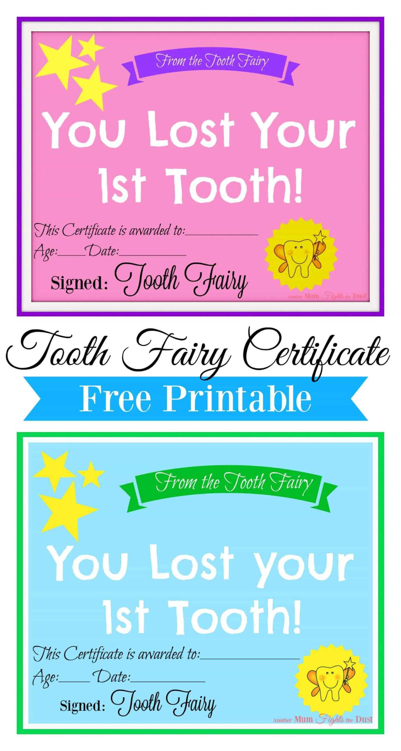 Free Printable Tooth Fairy Certificate | Tooth Fairy Intended For Tooth Fairy Certificate Template Free