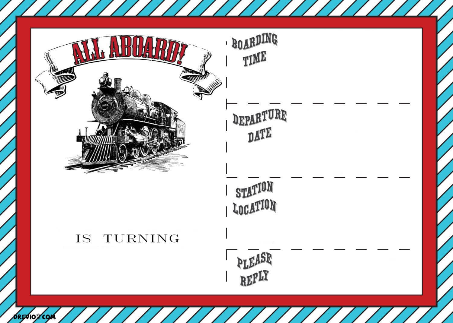 Free Printable Vintage Train Ticket Invitation Template With Regard To Blank Train Ticket Template