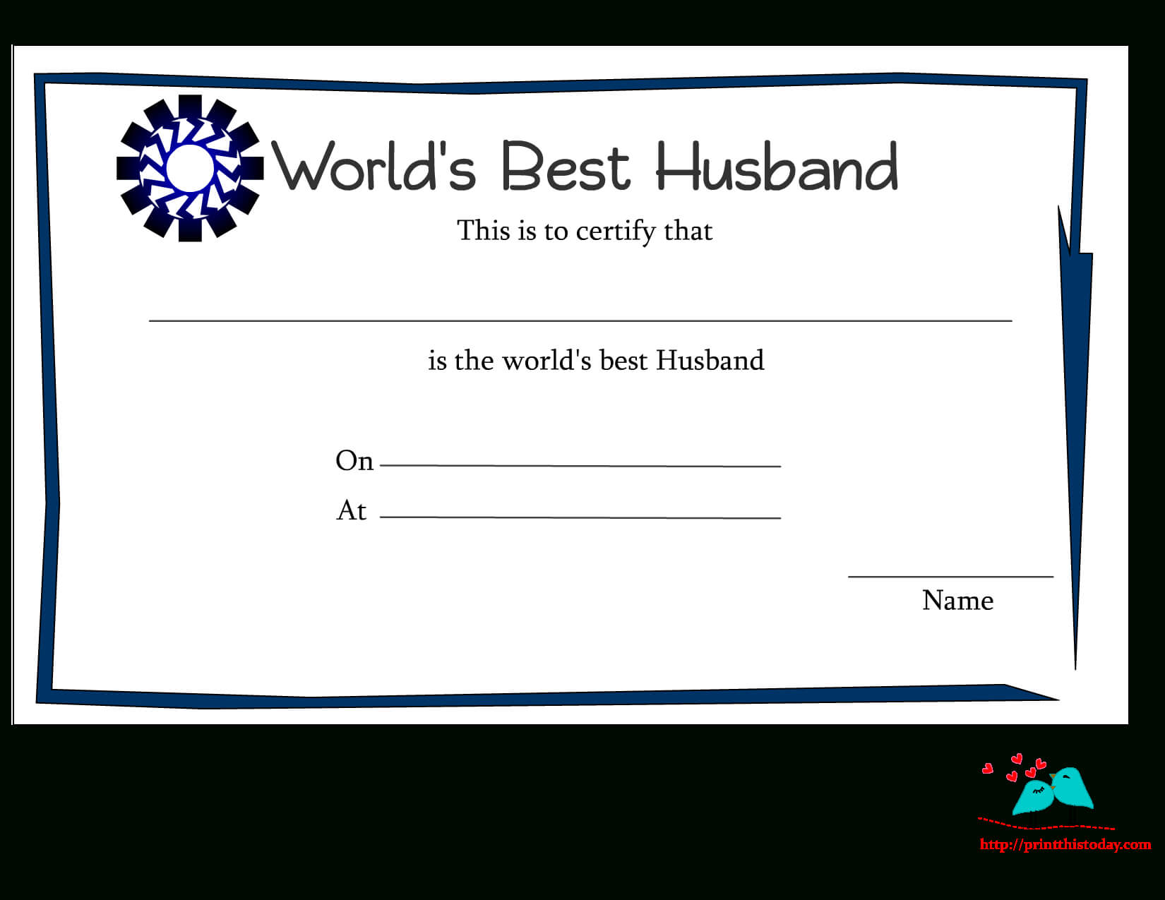 Free Printable World's Best Husband Certificates With Anniversary Certificate Template Free