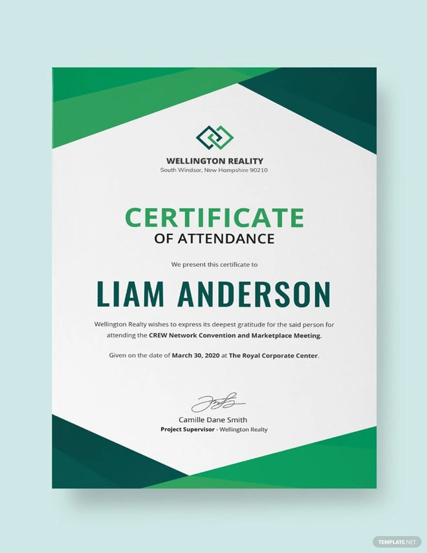 Free Program Attendance Certificate | Certificate Templates Intended For Indesign Certificate Template