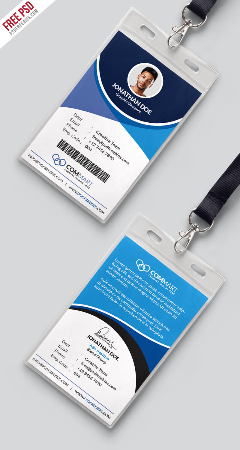 Free Psd : Corporate Office Identity Card Template Psd Throughout Template For Id Card Free Download