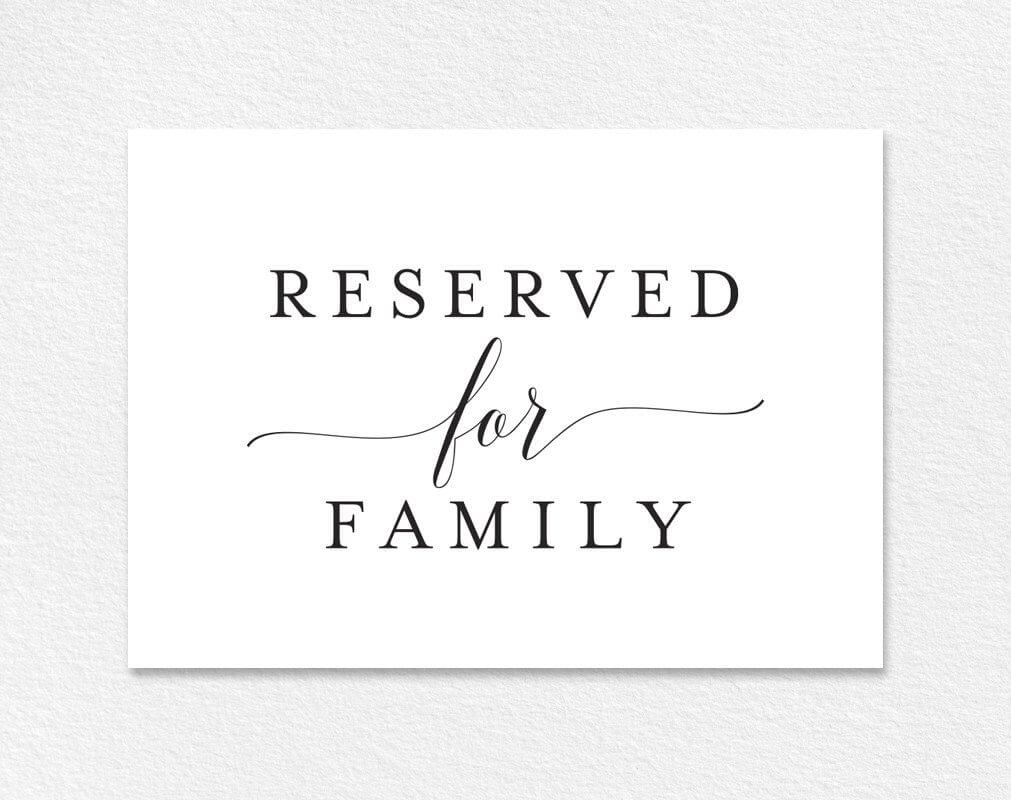 Free Reserved For Family Printable Card From | Reserved Regarding Reserved Cards For Tables Templates