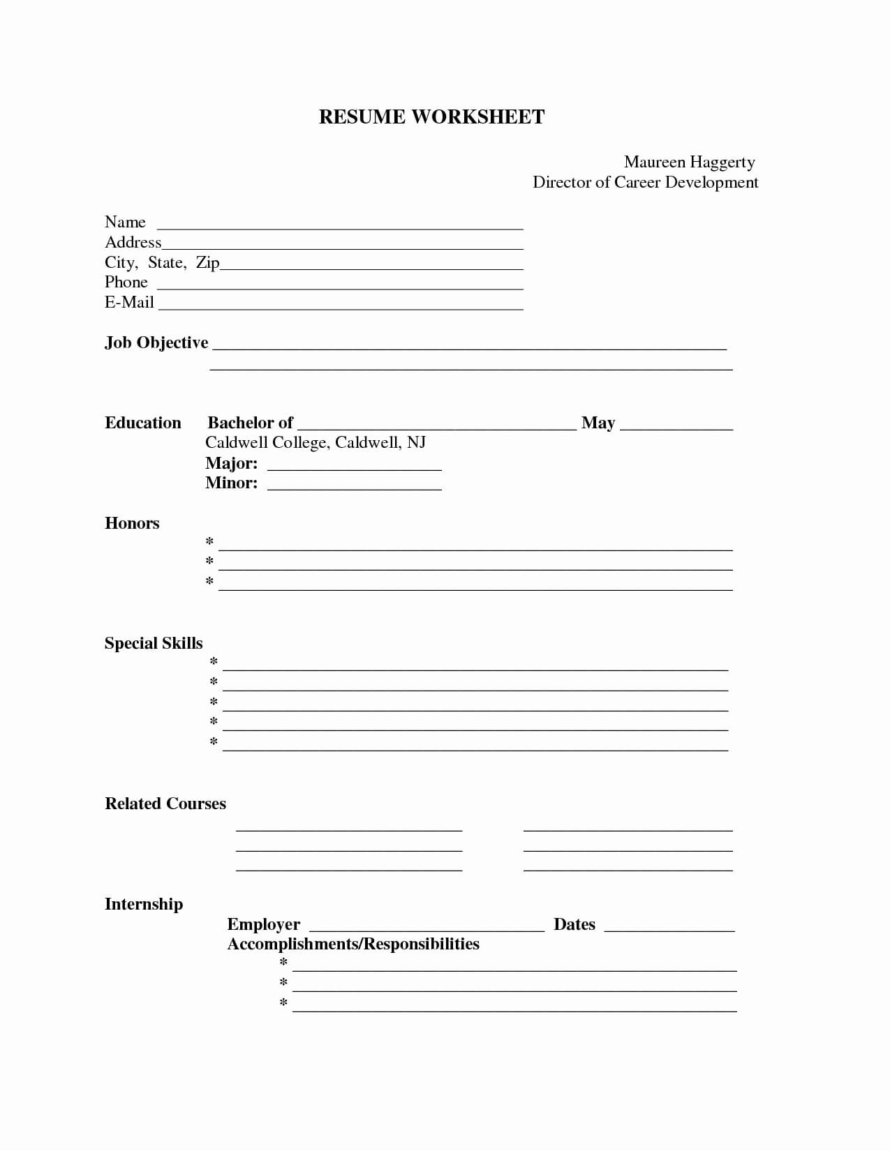 Free Resume Template Printable New Free Printable Fill In For Free Blank Resume Templates For Microsoft Word