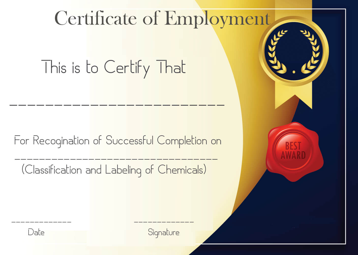 Free Sample Certificate Of Employment Template | Certificate Within Good Job Certificate Template