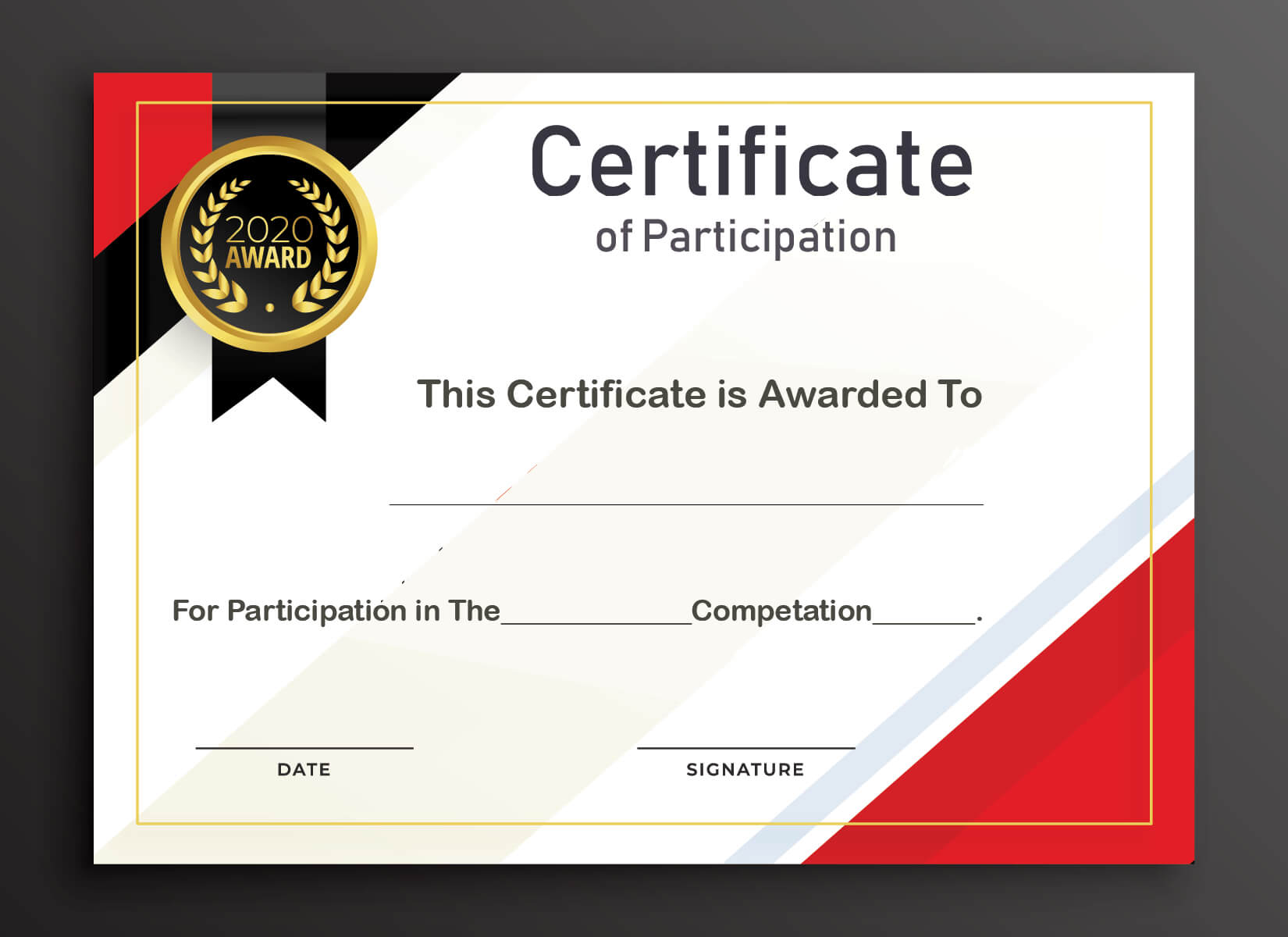 Free Sample Format Of Certificate Of Participation Template With Templates For Certificates Of Participation