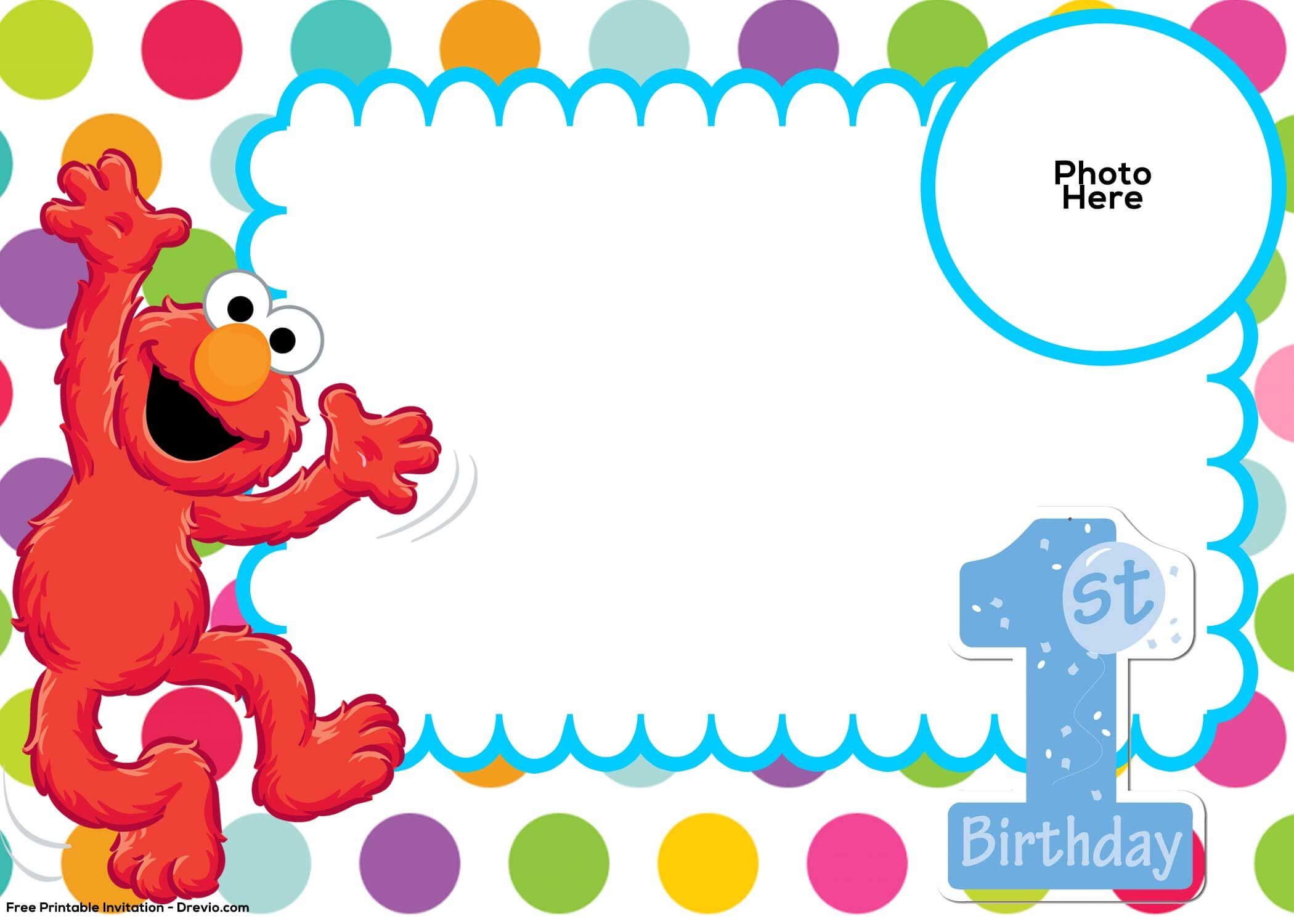Free Sesame Street 1St Birthday Invitation Template | Elmo Within Elmo Birthday Card Template