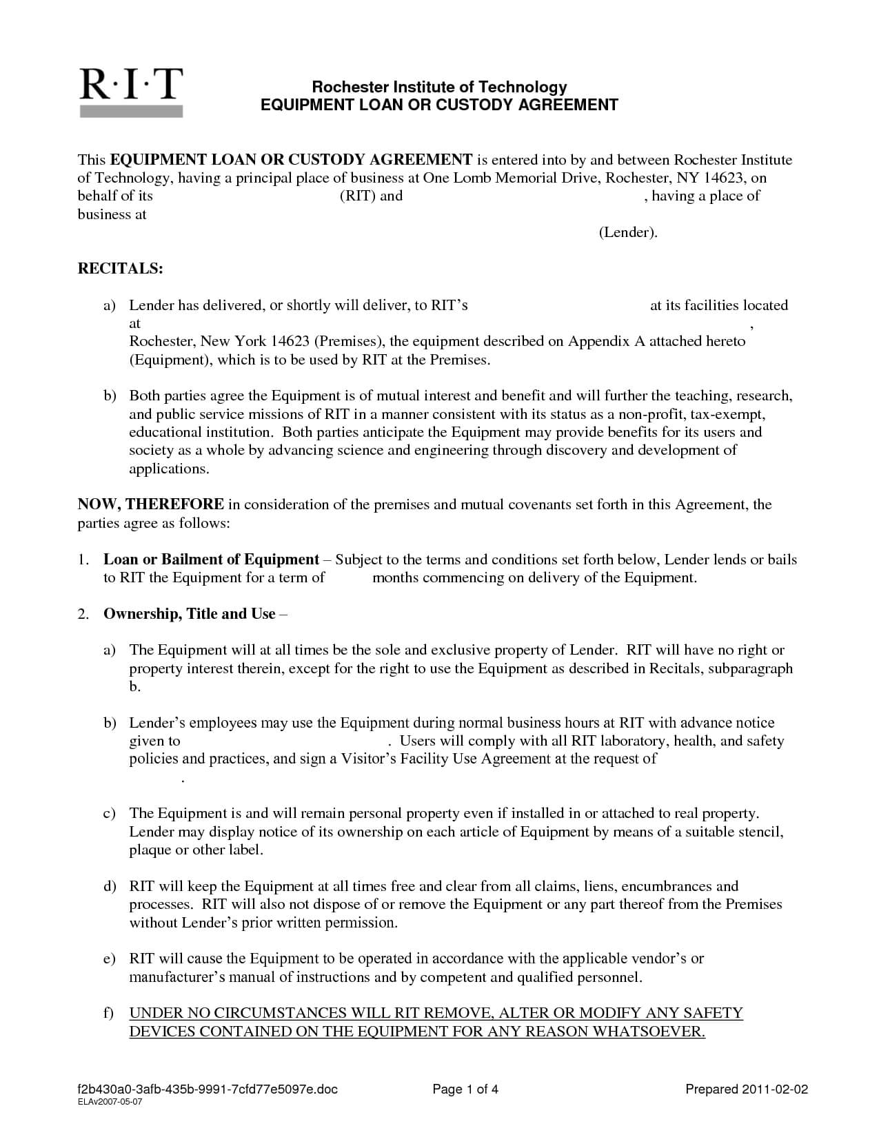 Free Simple Personal Loan Agreement Template – 100%—Bad Intended For Corporate Credit Card Agreement Template
