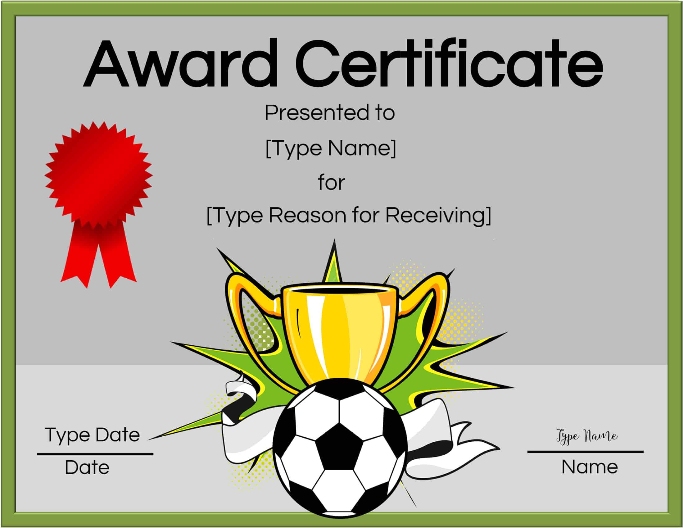 Free Soccer Certificate Maker | Edit Online And Print At Home For Soccer Certificate Templates For Word