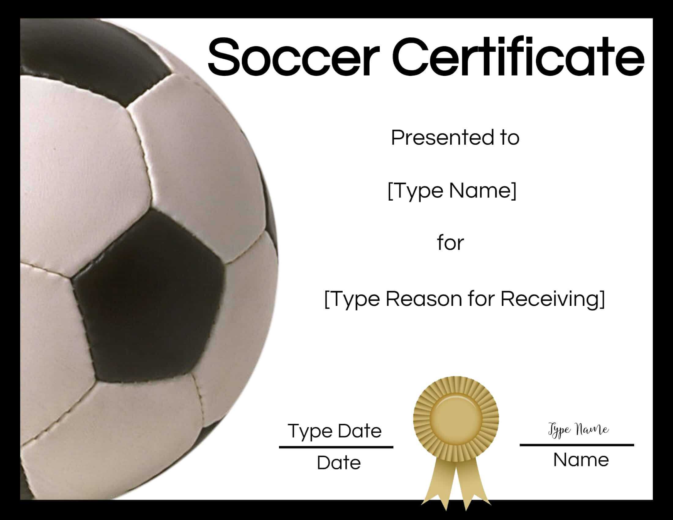 Free Soccer Certificate Maker | Edit Online And Print At Home Within Soccer Certificate Template Free