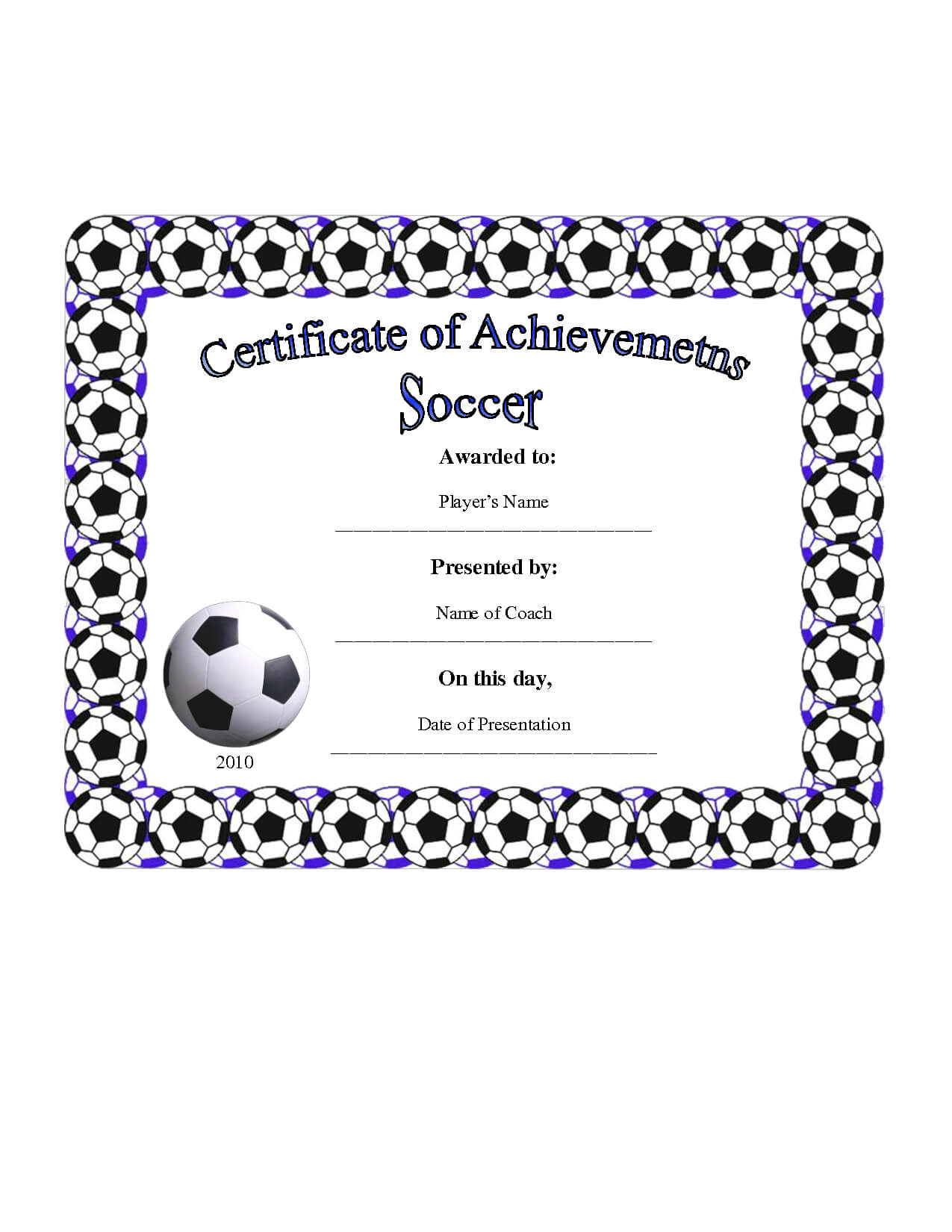 Free Soccer Certificate Templates ] – Soccer Certificate Regarding Soccer Award Certificate Templates Free
