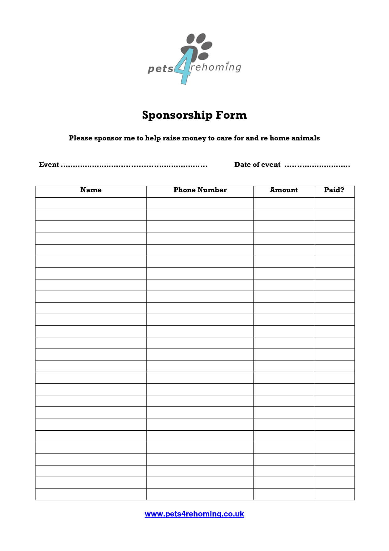 Free Sponsorship Form Template – Oloschurchtp Pertaining To Sponsor Card Template