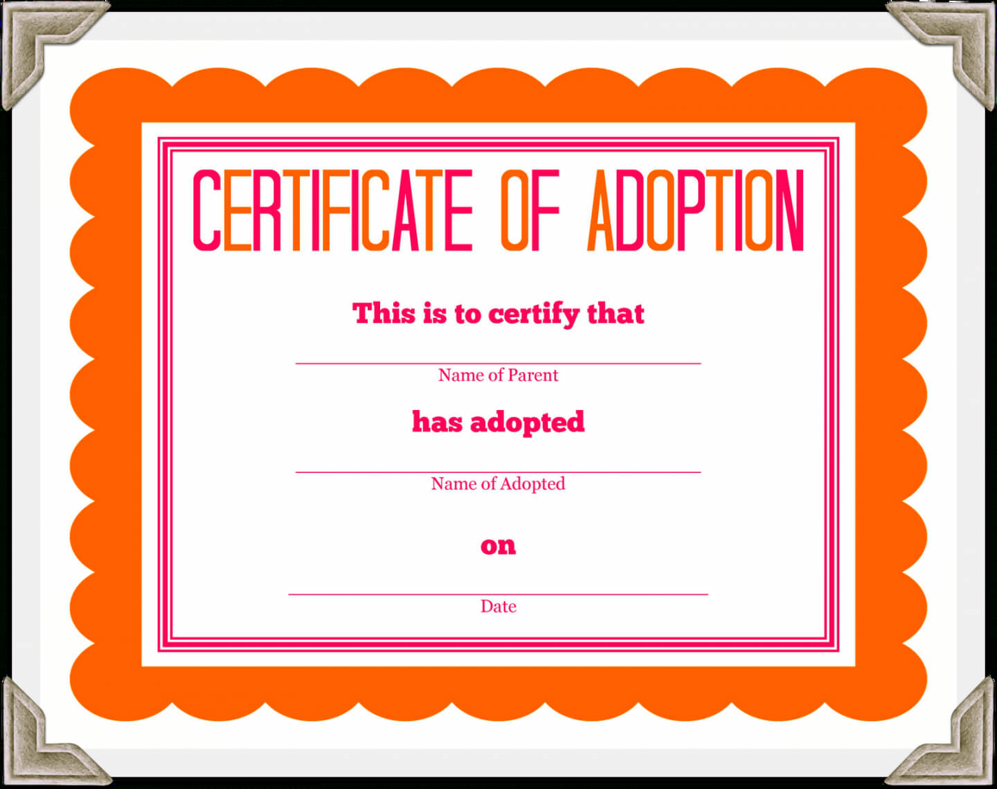 Free Stuffed Animal Adoption Certificate Pet Adoption Intended For Pet Adoption Certificate Template