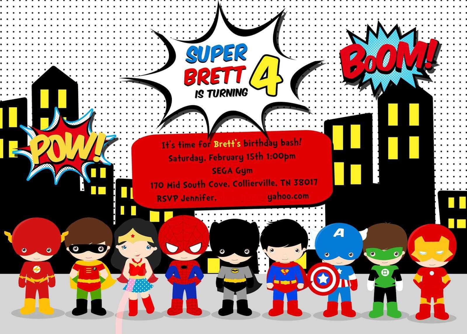 Free Superhero Birthday Party Invitation Templates With Regard To Superhero Birthday Card Template