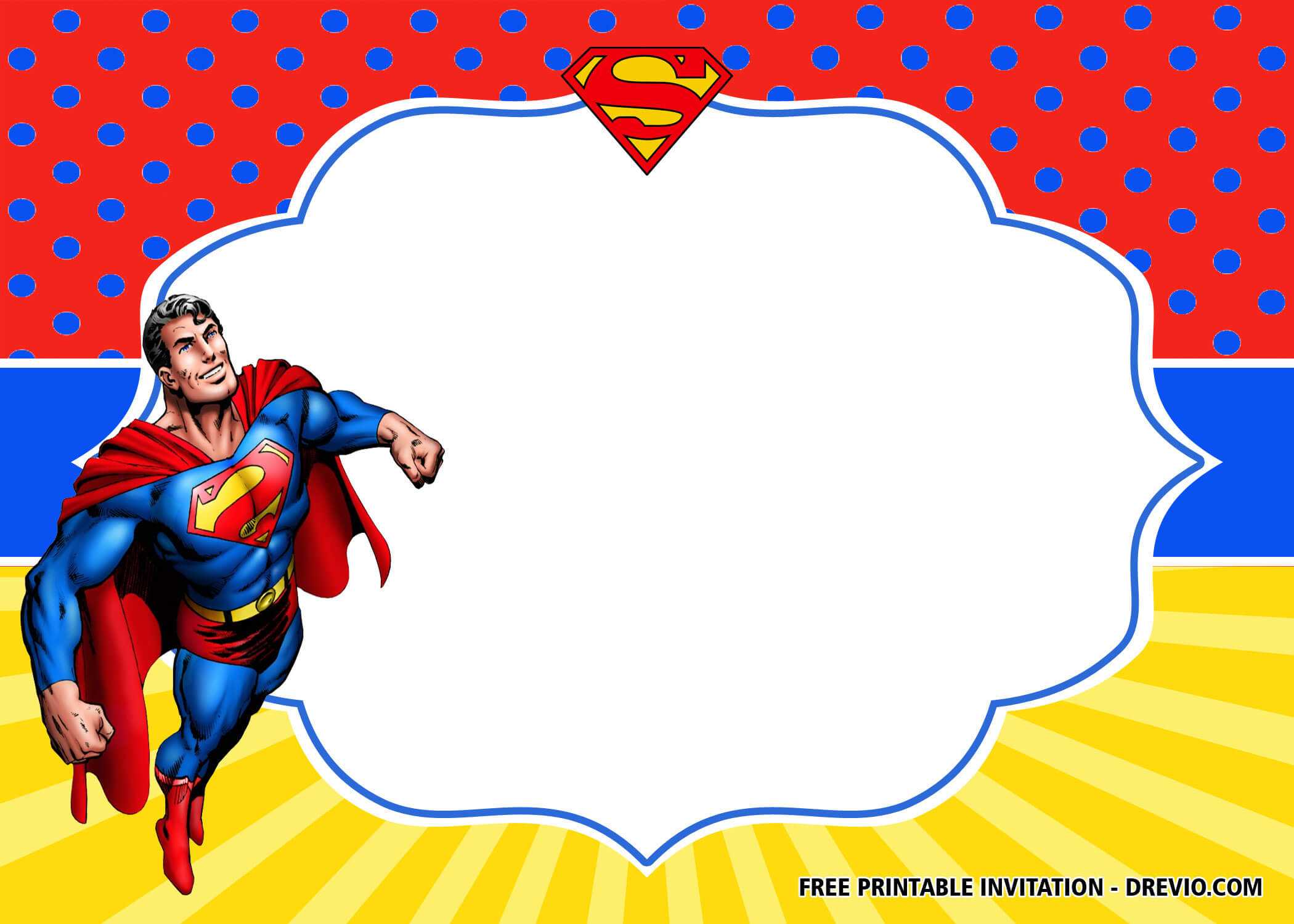 Free Superhero Superman Birthday Invitation Templates – Bagvania In Superhero Birthday Card Template