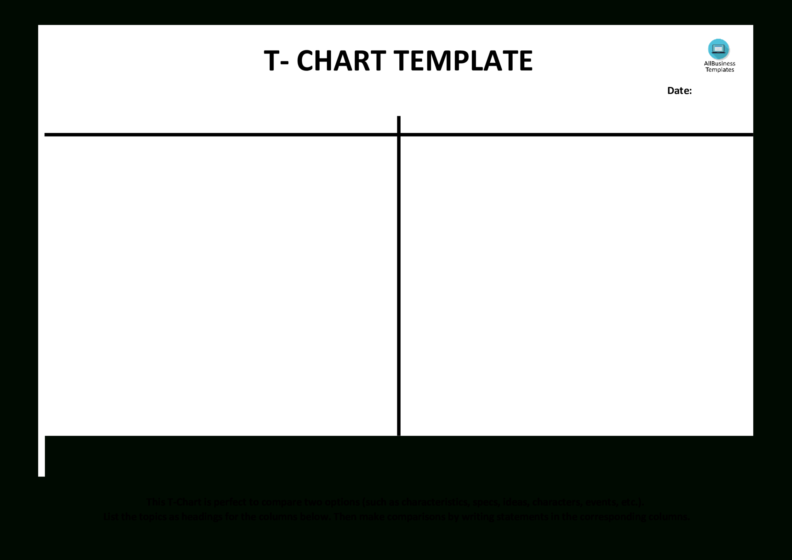 Free T Chart Example (Blank) | Templates At Throughout T Chart Template For Word