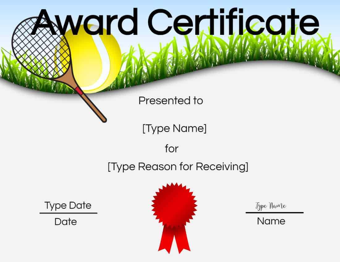 Free Tennis Certificates | Edit Online And Print At Home Regarding Tennis Certificate Template Free