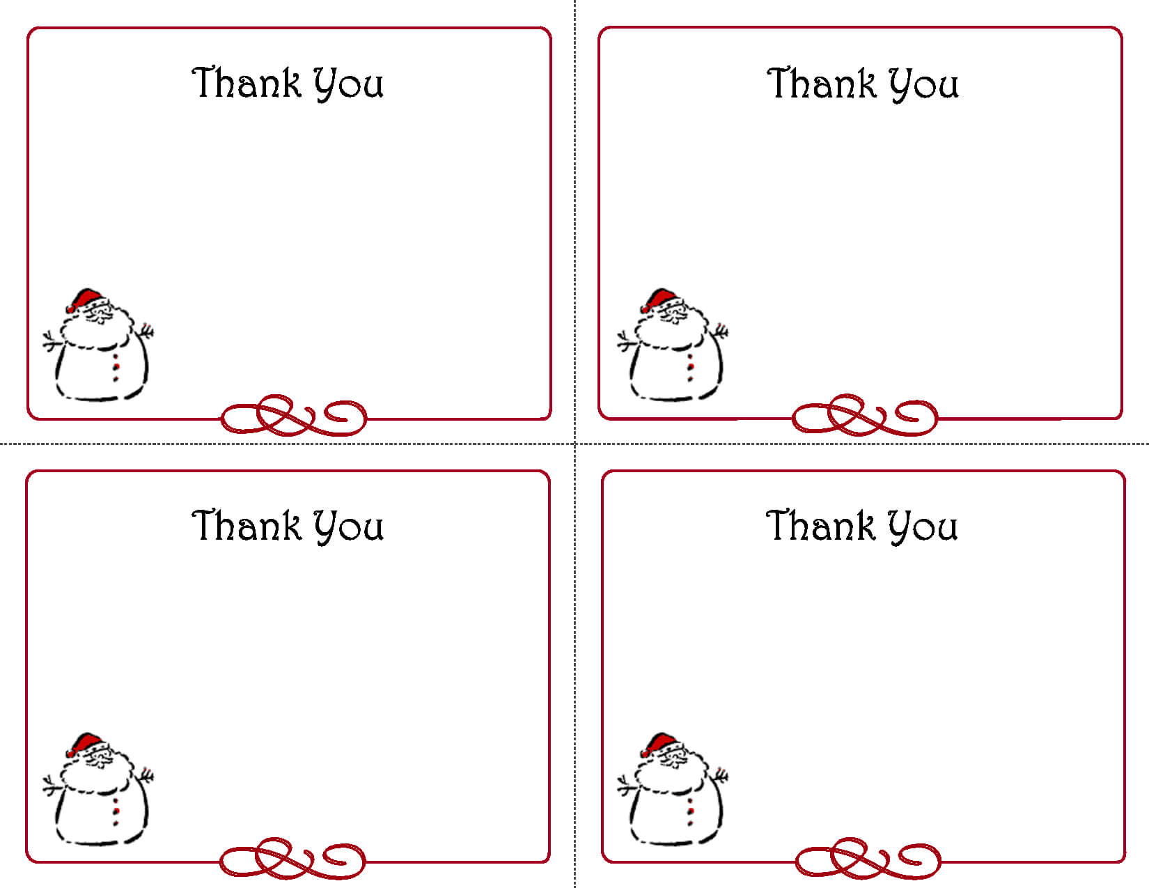 Free Thank You Cards Printable | Free Printable Holiday Gift Throughout Christmas Note Card Templates