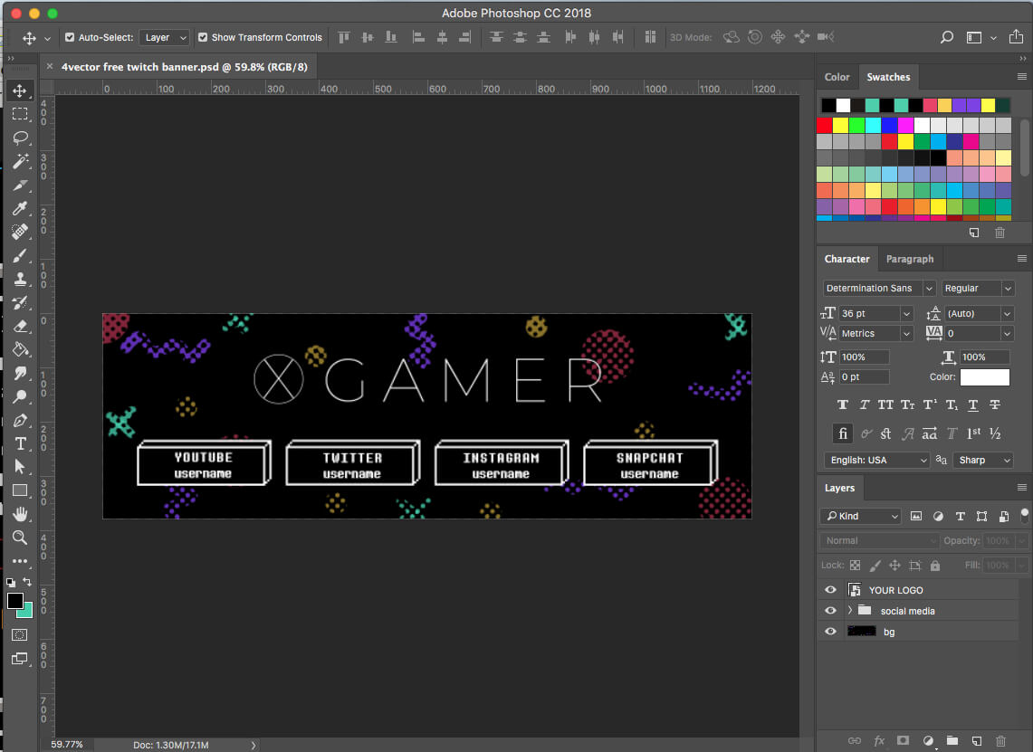 Free Twitch Banner Template In Psd (And How To) / 4Vector In Adobe Photoshop Banner Templates