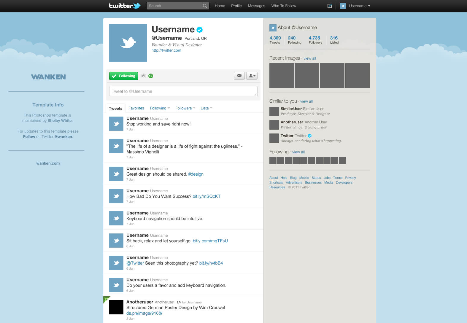 Free Twitter Gui Psd — Smashing Magazine Inside Blank Twitter Profile Template