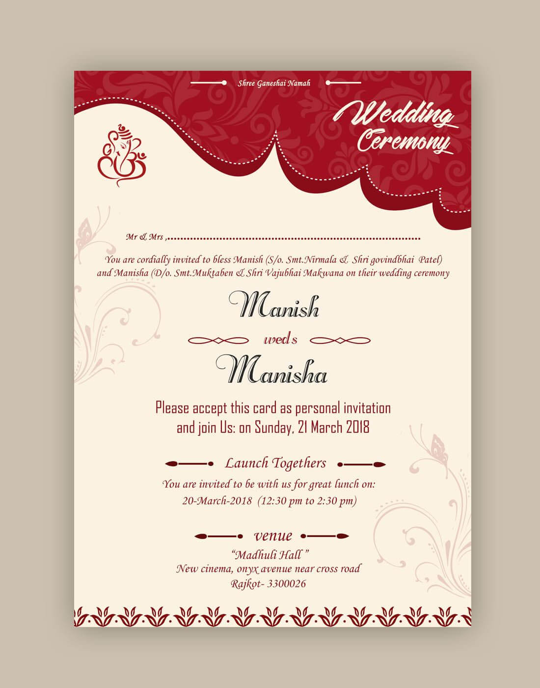 Free Wedding Card Psd Templates In 2020 | Marriage Cards For Indian Wedding Cards Design Templates