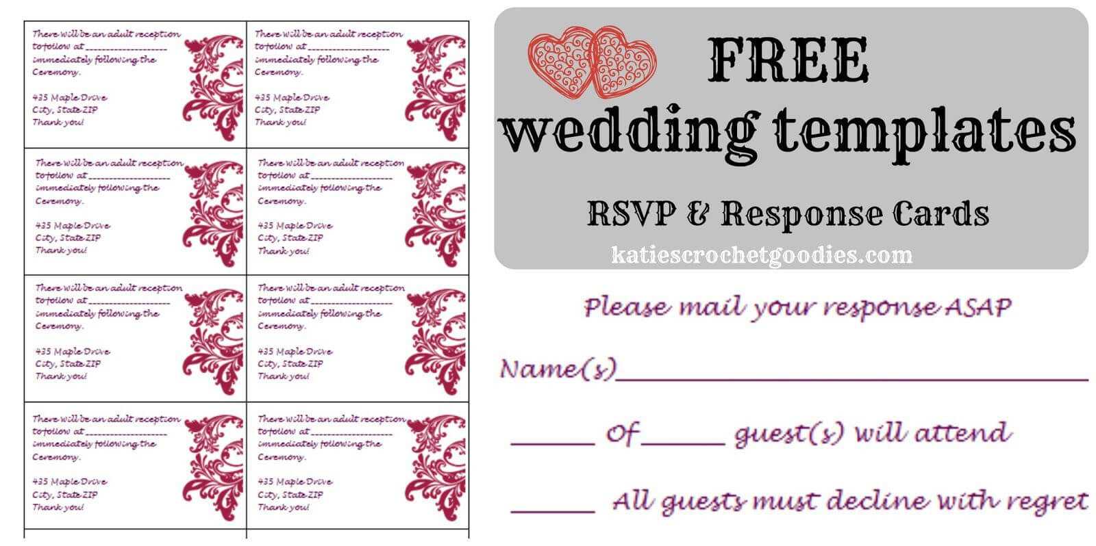 Free Wedding Rsvp & Response Card Template Templat | Free Within Free Printable Wedding Rsvp Card Templates