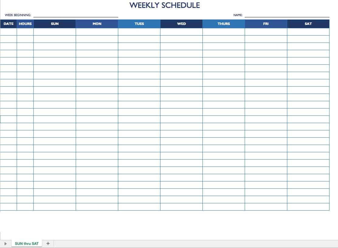 Free Work Schedule Templates For Word And Excel |Smartsheet Intended For Blank Monthly Work Schedule Template