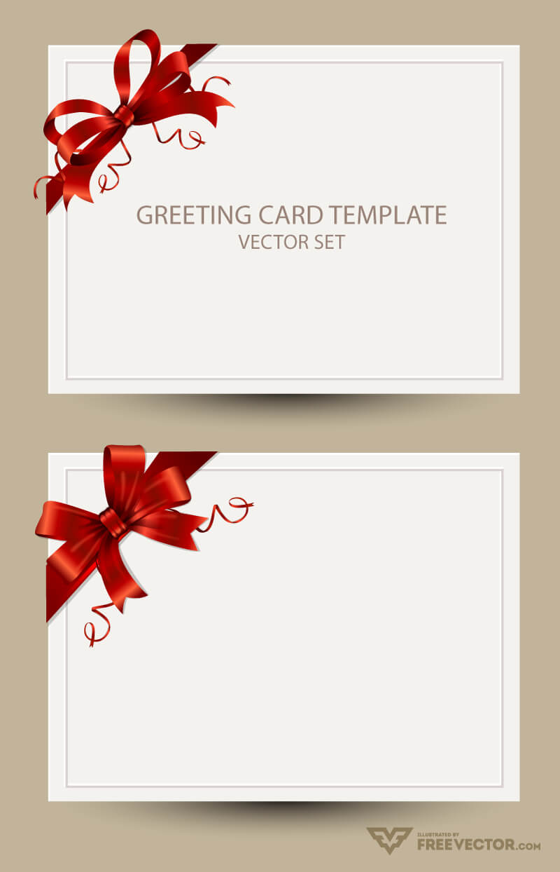 Freebie: Greeting Card Templates With Red Bow – Ai, Eps, Psd With Greeting Card Layout Templates