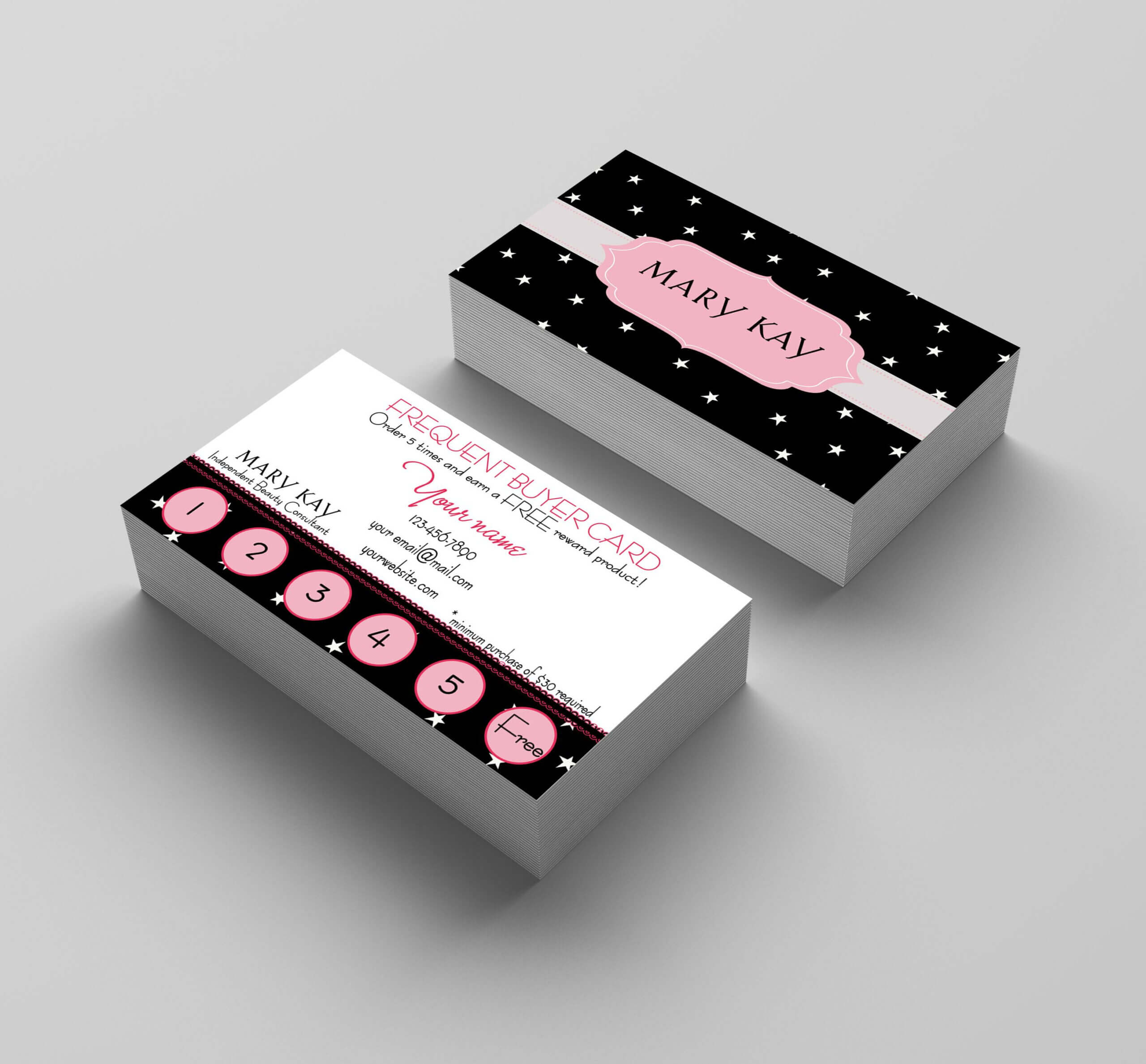 Frequent Buyer Card – Mary Kay – Stars | Mary Kay Party Throughout Mary Kay Business Cards Templates Free