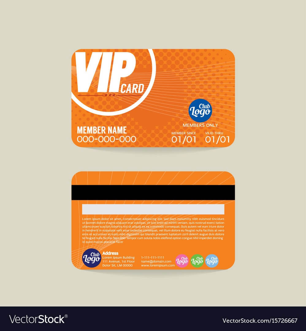 Front And Back Vip Member Card Template With Template For Membership Cards