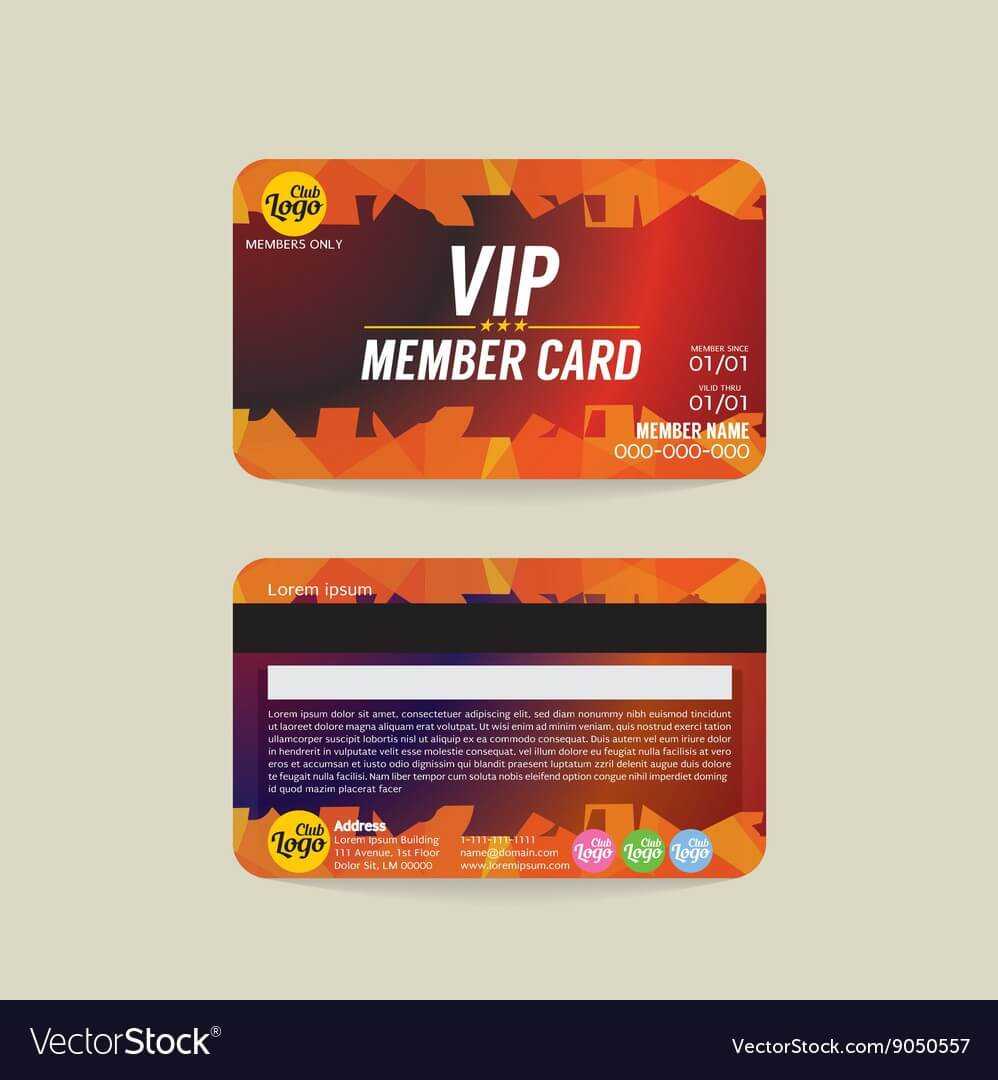 Front And Back Vip Member Card Template With Template For Membership Cards