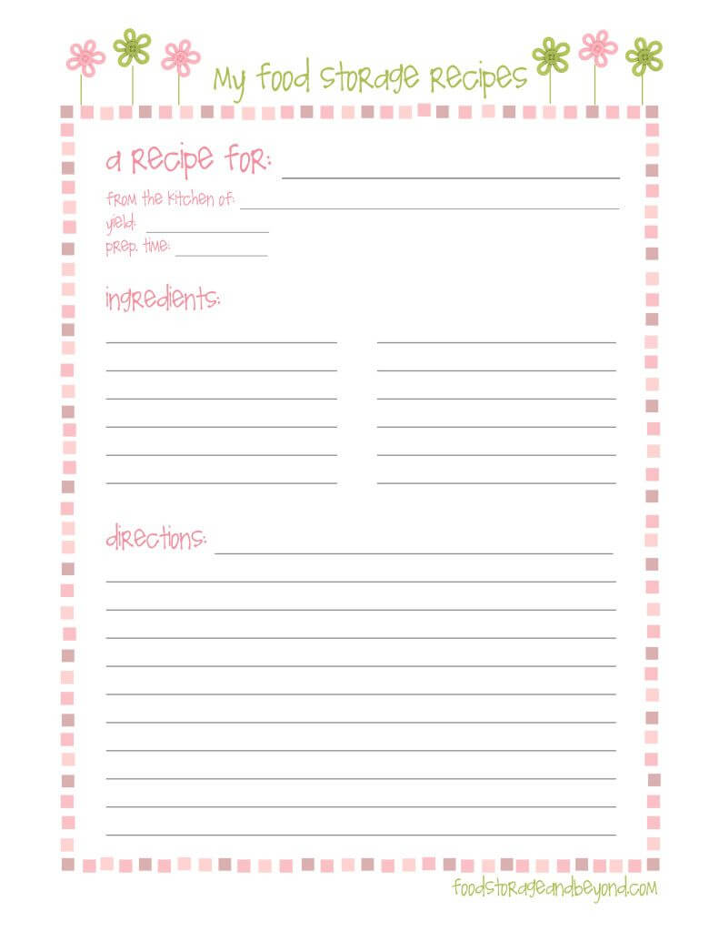Fsb Full Page Recipe Card … | Printable Recipe Page, Recipe Intended For Full Page Recipe Template For Word