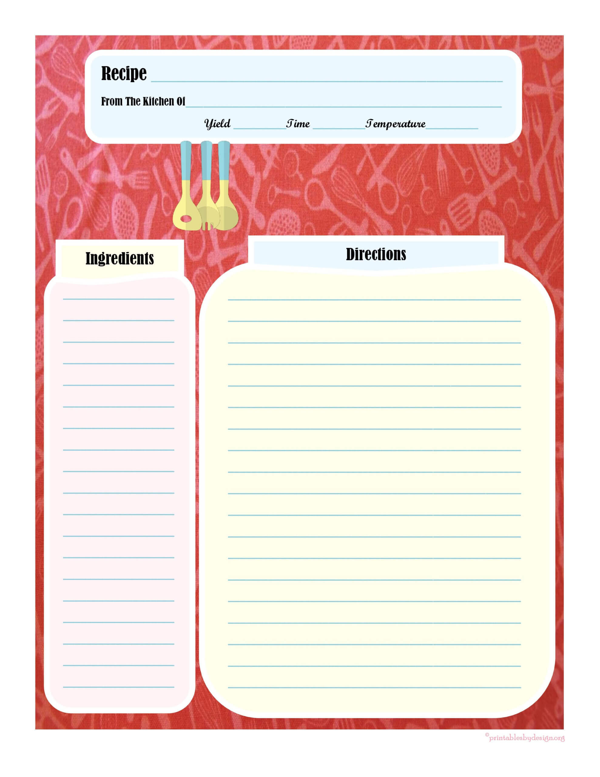 Full Page Recipe Card | Printable Recipe Cards, Family Throughout Full Page Recipe Template For Word
